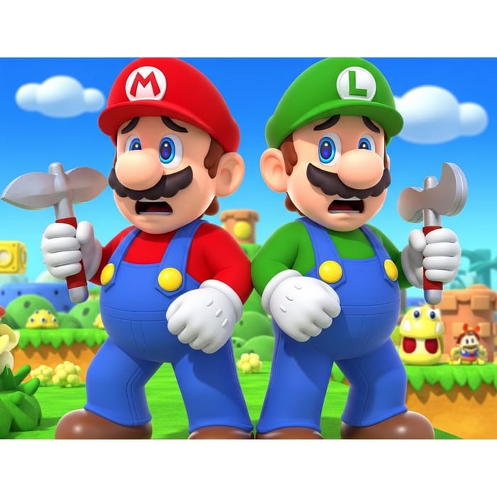 Mario and Luigi Terrified and Prepared for Battle Mario and Luigi Terrified and Prepared for Battle