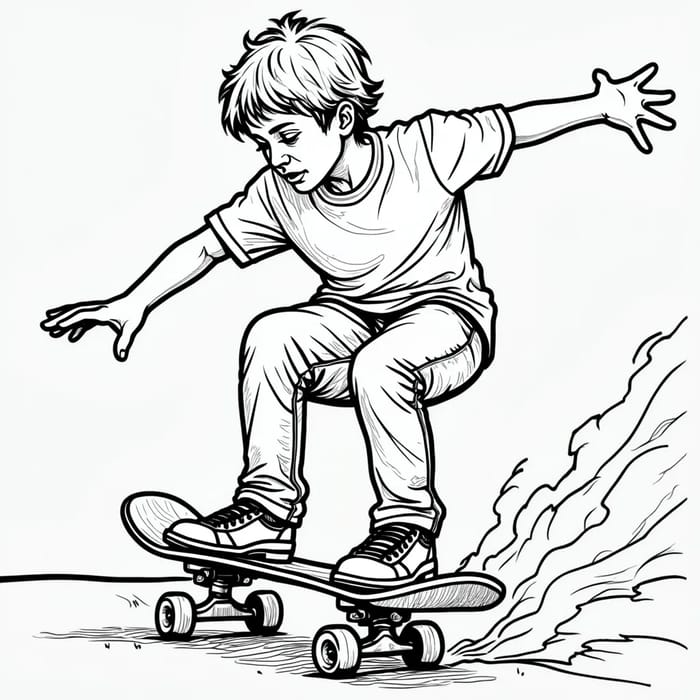 Fun Skateboard Coloring Page for Kids