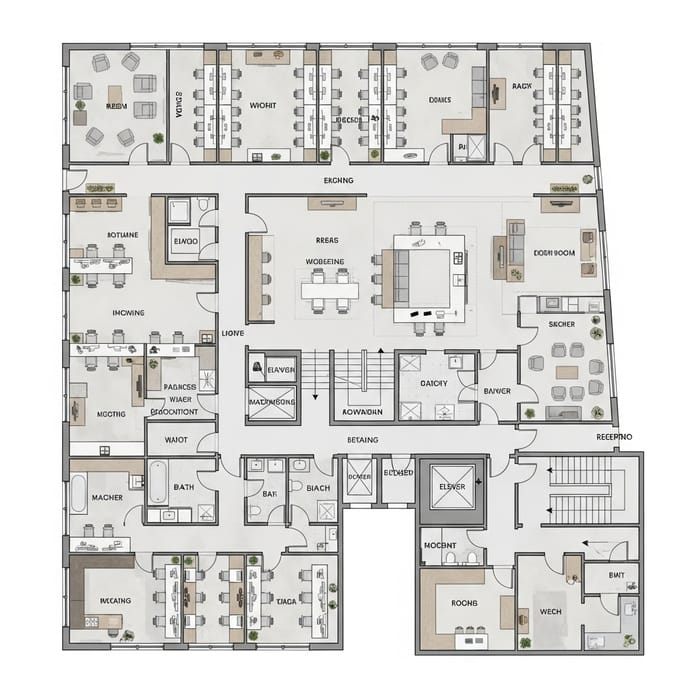 Innovative Office Floor Plan for Productivity & Comfort