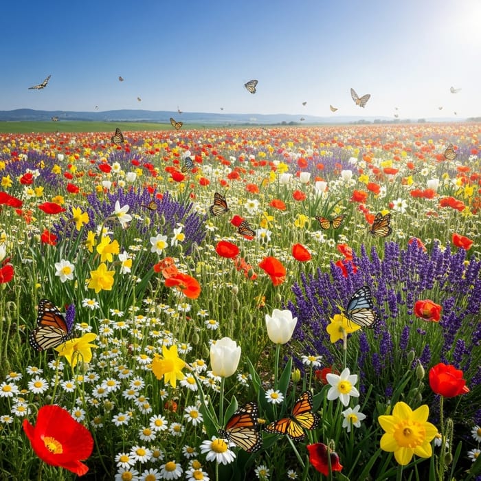 Vibrant Flower Field - Lush and Serene Snapshot Vibrant Flower Field - Lush and Serene Snapshot