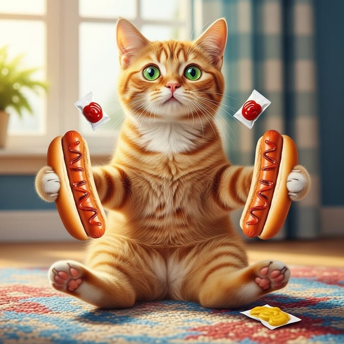 Cat with Hotdogs: Adorable Feline Paw Makeover