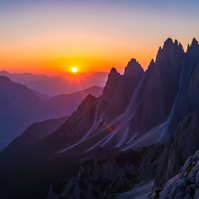 Serenity of Tranquil Sunset | Impressionist Mountains Serenity of Tranquil Sunset | Impressionist Mountains
