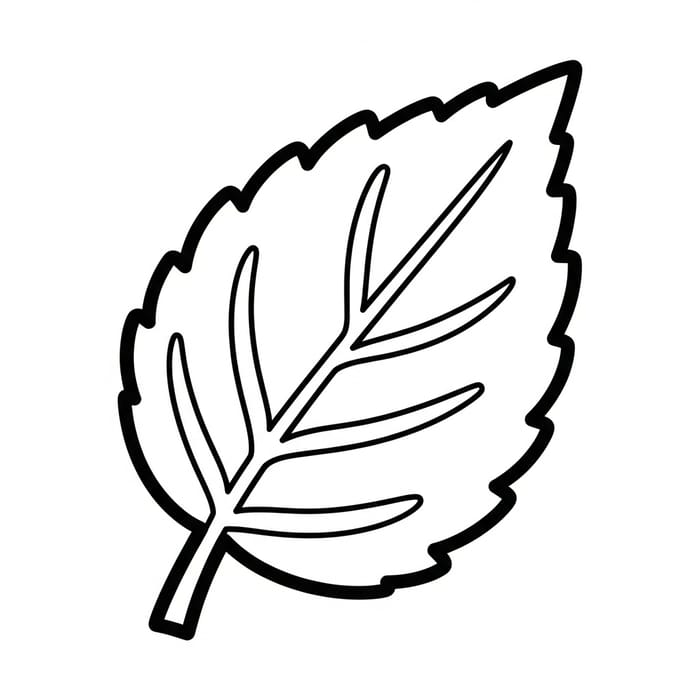 Simple Elm Leaf Coloring Page for Young Children Simple Elm Leaf Coloring Page for Young Children