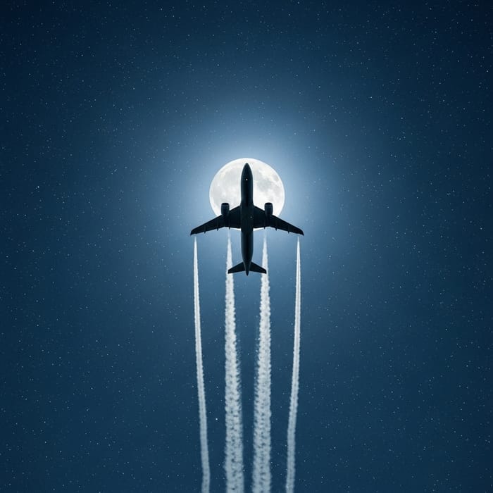 Night Sky Aesthetic Plane Desktop Wallpaper