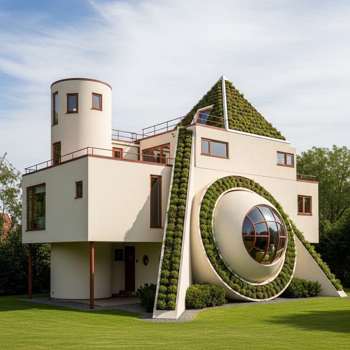 Wild House Design: Fusion of 4 Shapes and Nature Elements