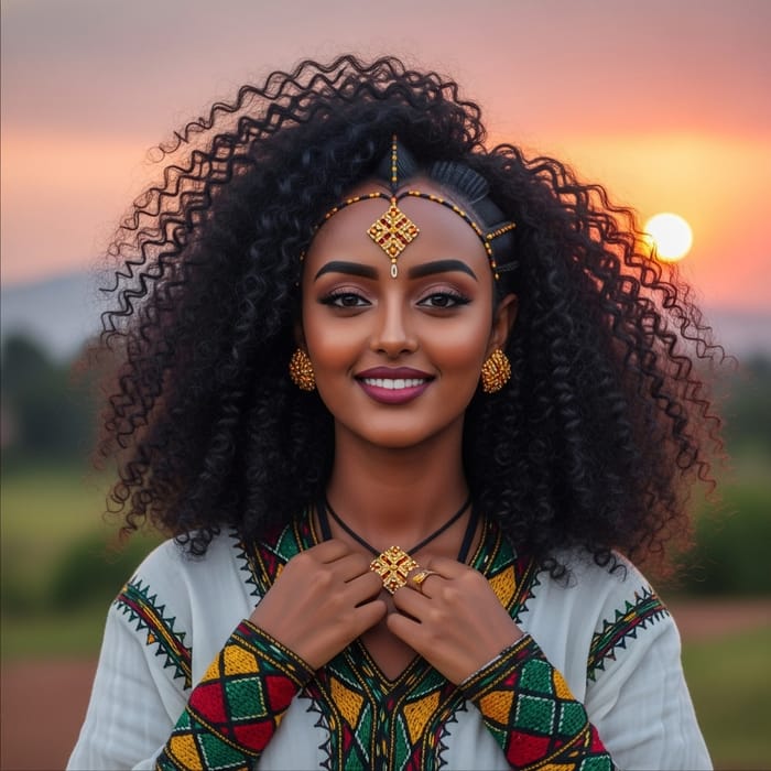 Beautiful Ethiopian Girl in Traditional Attire