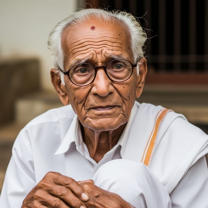 Experienced Indian Man with Silver Hair in Traditional Attire Experienced Indian Man with Silver Hair in Traditional Attire