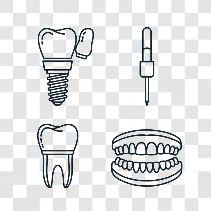 Dental Icons: Implants, Pins, Fillings & Prosthodontics in Apple Style Dental Icons: Implants, Pins, Fillings & Prosthodontics in Apple Style