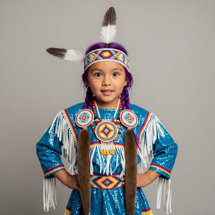 Native American Girl with Purple Hair | Cultural Fusion Native American Girl with Purple Hair | Cultural Fusion
