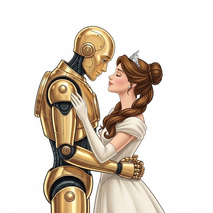 C3PO and Leia Romantic Embrace C3PO and Leia Romantic Embrace