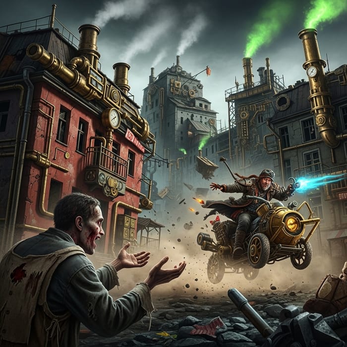 Mad Max and Zombie Beggar: Soviet-Era Steampunk Apocalypse Mad Max and Zombie Beggar: Soviet-Era Steampunk Apocalypse