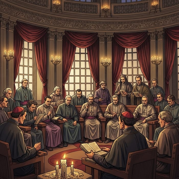 Religious Conclave in Ornate Room Religious Conclave in Ornate Room