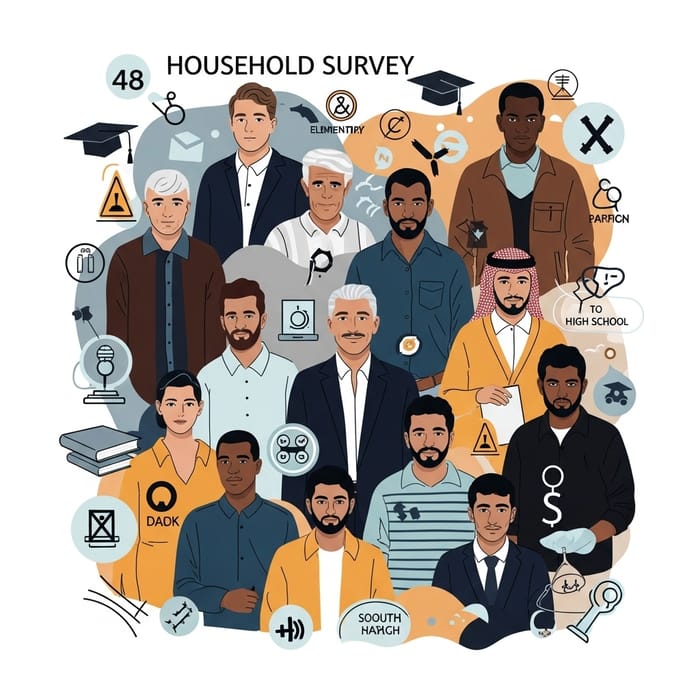 Household Survey Representation: Adult Males, Age 48, Elementary-High School Education
