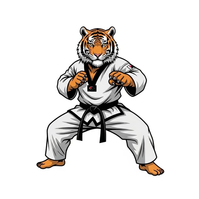 Fierce Tiger Taekwondo Stance: Ready to Fight