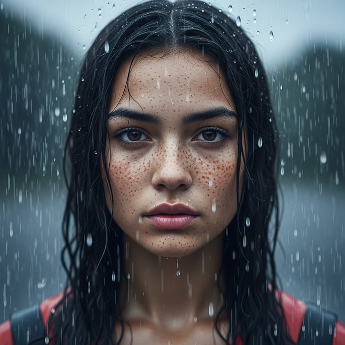 Emotional 4K Portrait of a Young Woman in the Rain Emotional 4K Portrait of a Young Woman in the Rain