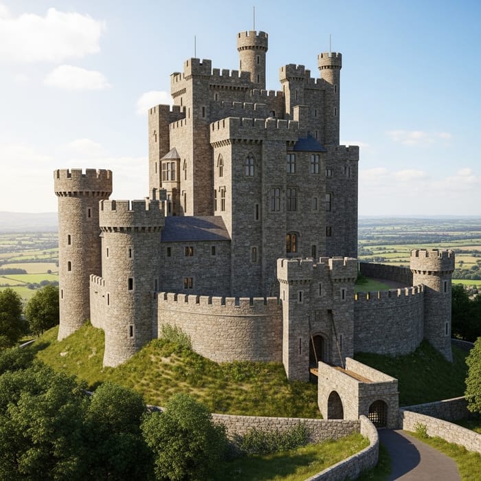 3D Merthyr Tydfil Castle in Wales - Historic Rendering