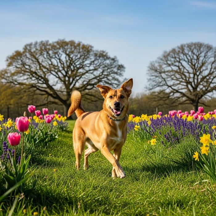 Playful Dog Enjoying Nature's Beauty