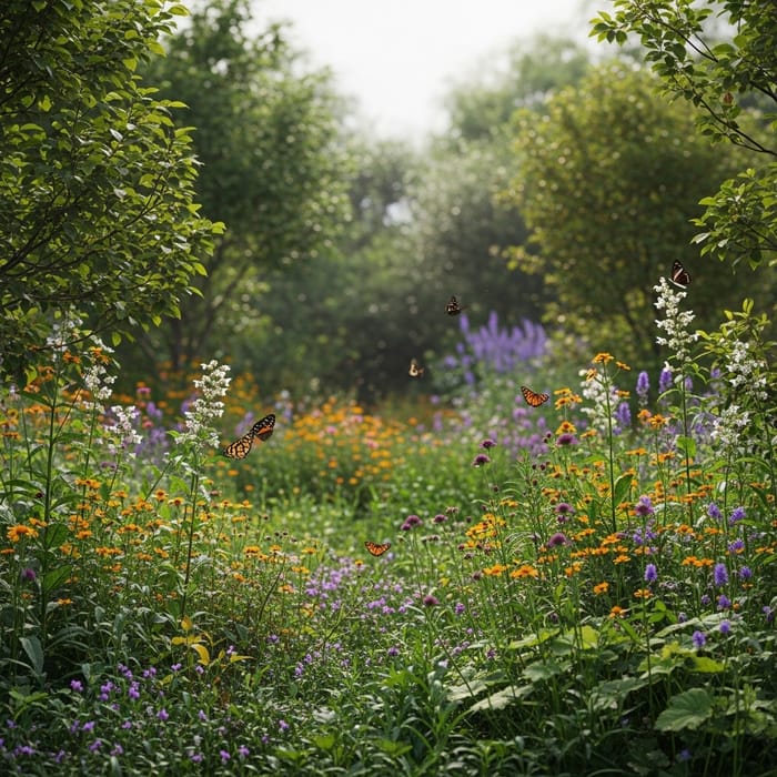 Wild Ecological Garden with Indigenous Plants, Birds, and Butterflies Wild Ecological Garden with Indigenous Plants, Birds, and Butterflies