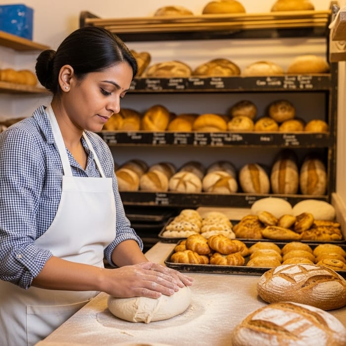 Sofia Kneading Dough in Charming Family Bakery Sofia Kneading Dough in Charming Family Bakery