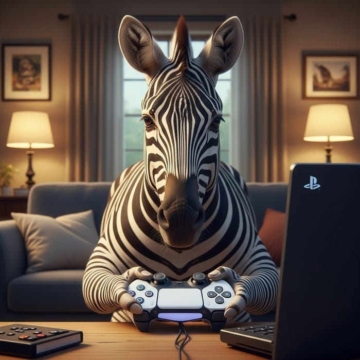 Zebra Playing PlayStation 5: Captivating Gaming Scene