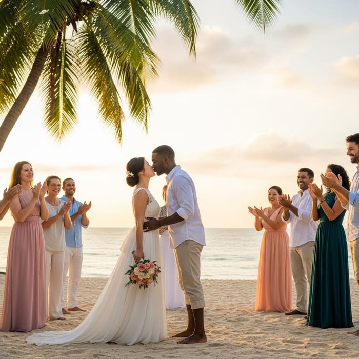 Beach Wedding: Cheerful Multicultural Ceremony Beach Wedding: Cheerful Multicultural Ceremony