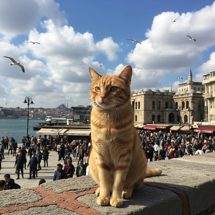 Cat Enjoying Bosphorus Breezes in Turkey Cat Enjoying Bosphorus Breezes in Turkey