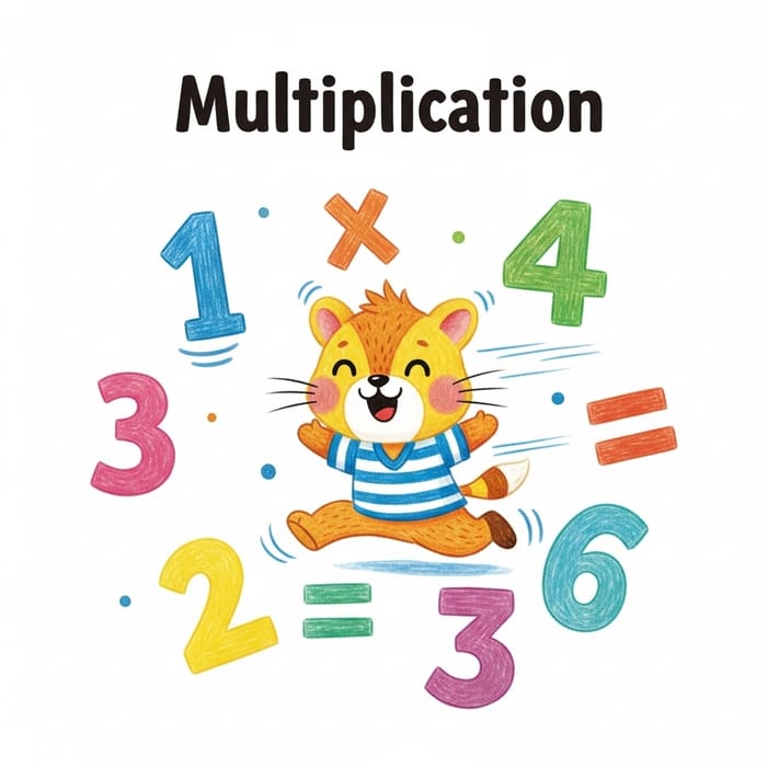 Vibrant Multiplication Booklet Cover with Cute Animal Mascot - Joyful Learning Vibrant Multiplication Booklet Cover with Cute Animal Mascot - Joyful Learning