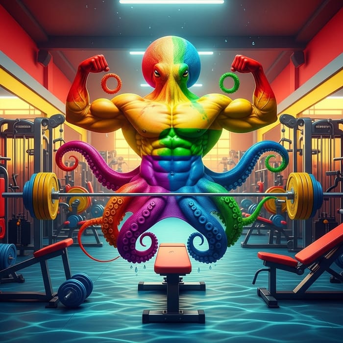 Surreal Rainbow Octopus Gym Design