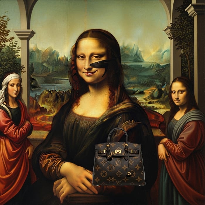 Leonardo's Ladies: Mona Lisa with a Prada Bag in Renaissance Style