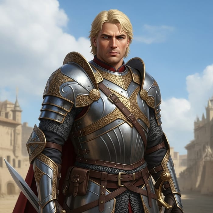 Gleaming Armor-Wearing Prince with Blonde Hair Gleaming Armor-Wearing Prince with Blonde Hair