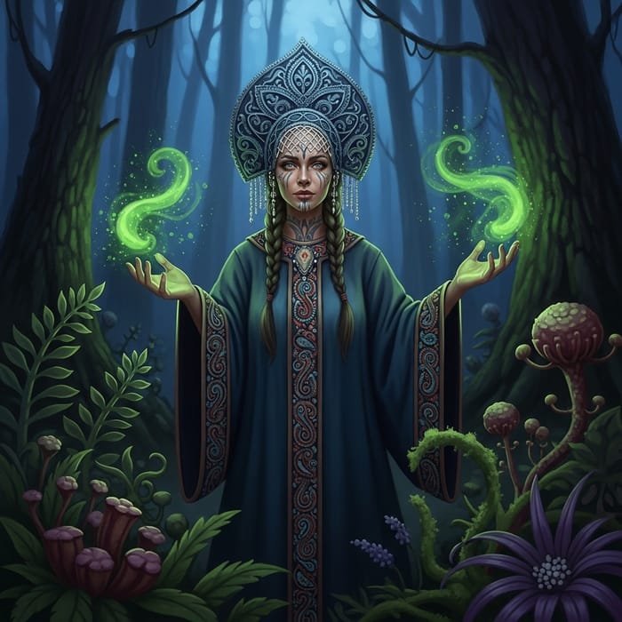 Witch in Kokoshnik: Embrace Mystical Magic Witch in Kokoshnik: Embrace Mystical Magic