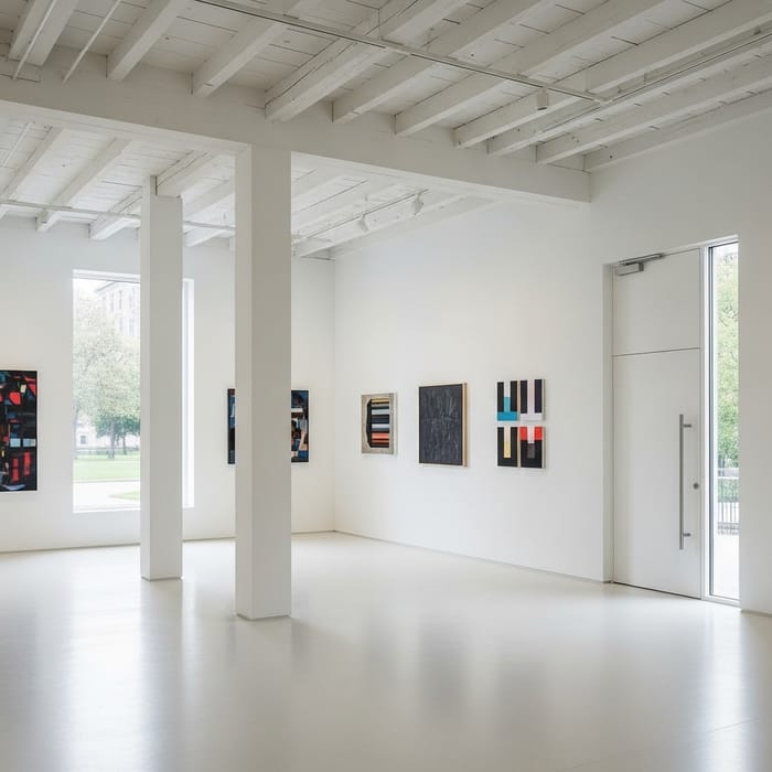 Spacious Room with Exposed Ceiling Beams - Art Exhibition Area Spacious Room with Exposed Ceiling Beams - Art Exhibition Area