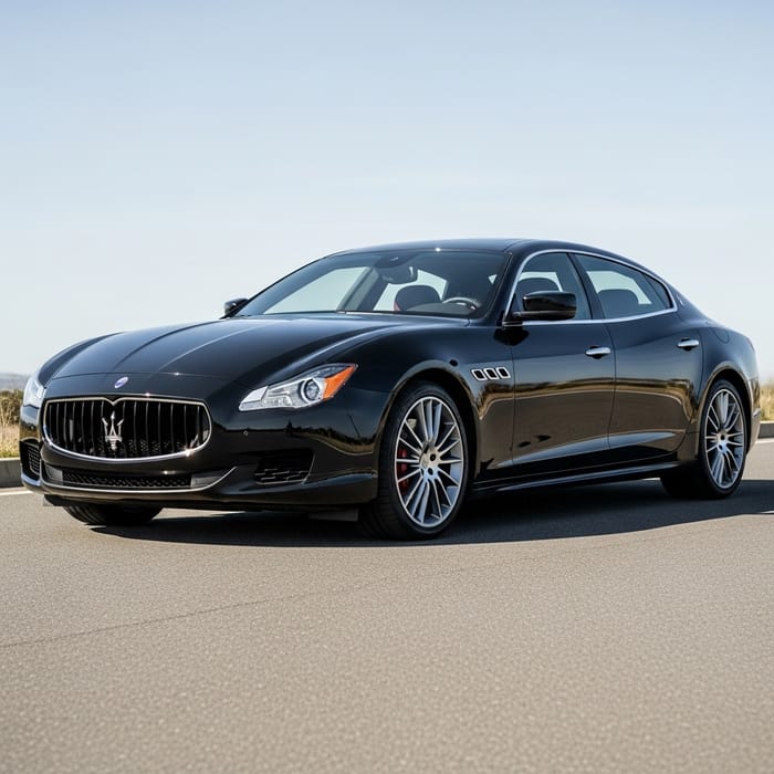 2014 Black Maserati Quattroporte S Q4 on Smooth Asphalt Road 2014 Black Maserati Quattroporte S Q4 on Smooth Asphalt Road