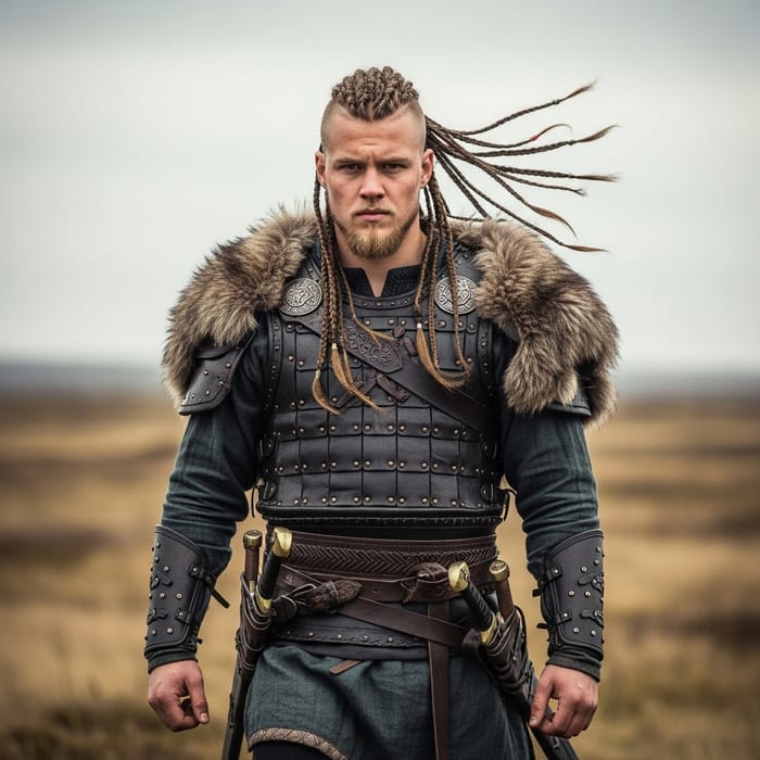 Young Viking Warrior with Intricate Braids