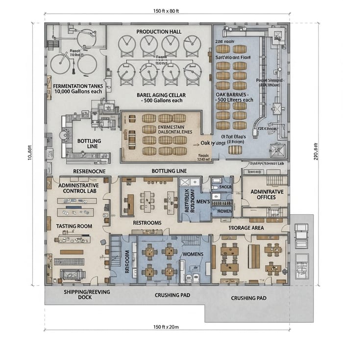 Optimized Winery Plant Layout for Wine Production Efficiency