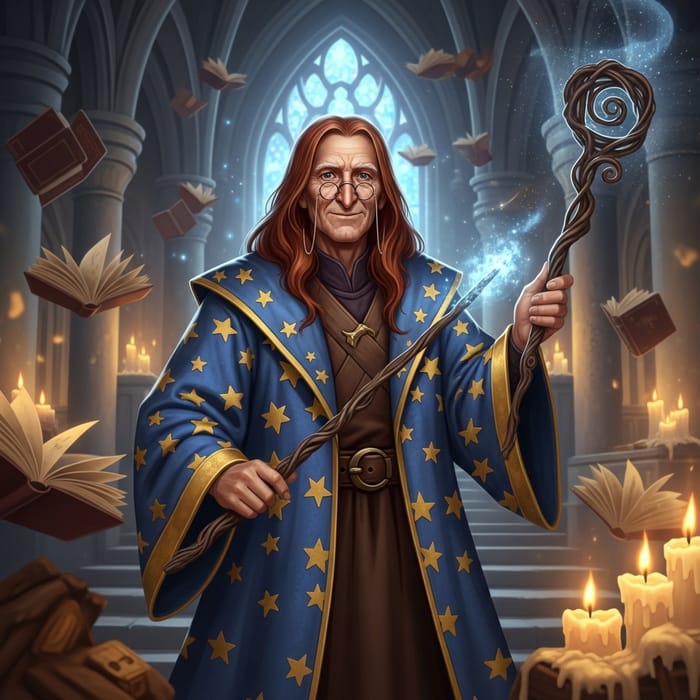 Albus Dumbledore in Full-Length Stars Robe