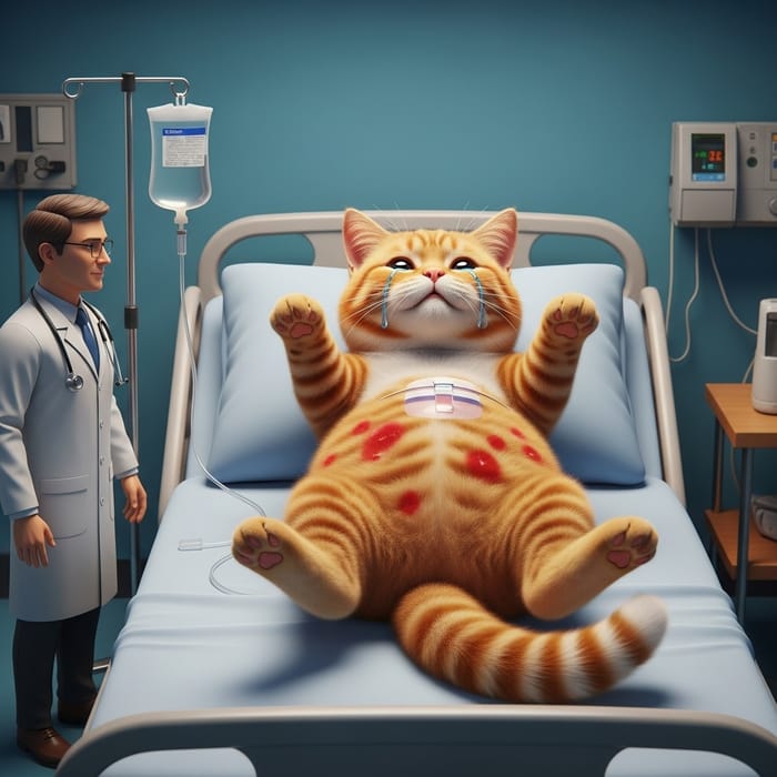 Red Cat Allergic Reaction: Realistic Scottish Feline Hospital Scene Red Cat Allergic Reaction: Realistic Scottish Feline Hospital Scene