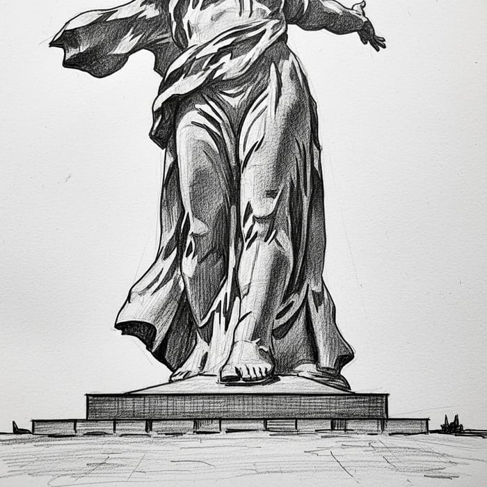 Motherland Mother Sketch in Volgograd Hand Drawing