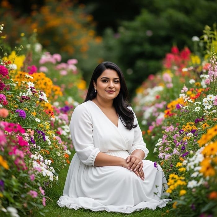 Young Lady in Beautiful Garden | White Dress Portrait Young Lady in Beautiful Garden | White Dress Portrait