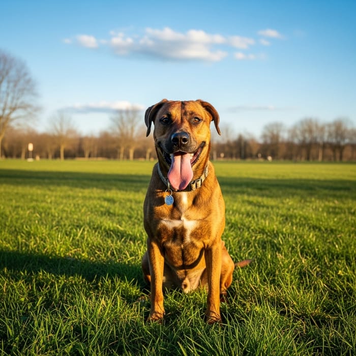 Playful Brown Dog in Beautiful Park Playful Brown Dog in Beautiful Park