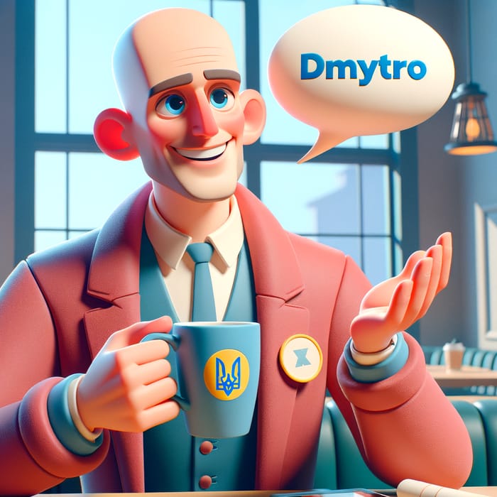 3D Cartoon of Dmytro: A Stylish Ukrainian Man