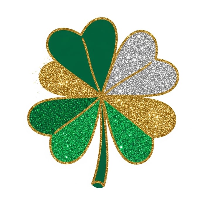 Boho 4-Leaf Clover Green, Silver & Gold Glitter | St. Patrick's Day Boho 4-Leaf Clover Green, Silver & Gold Glitter | St. Patrick's Day