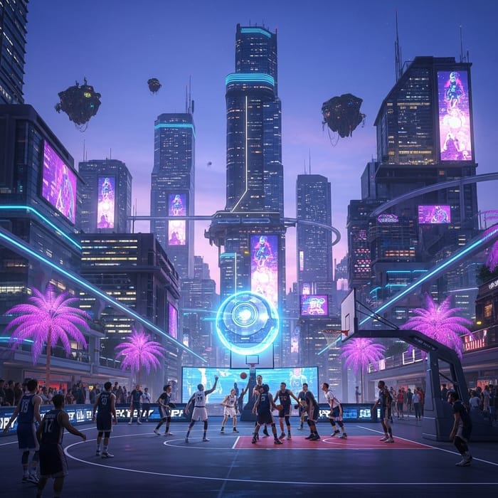 Futuristic Basketball Cityscape Mirage