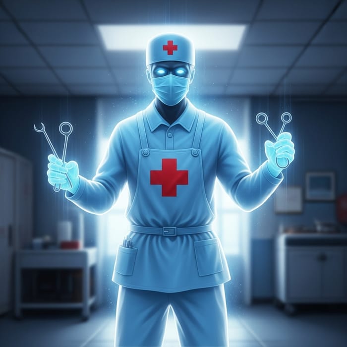 Spectral Healthcare Professional with Red Cross Symbol