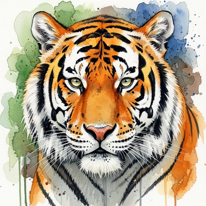 Watercolour Tiger Artwork | Majestic Wildlife Painting Watercolour Tiger Artwork | Majestic Wildlife Painting