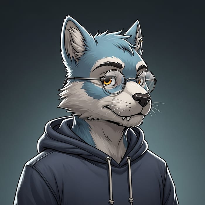 Furry with Rounded Glasses and Hoodie Look