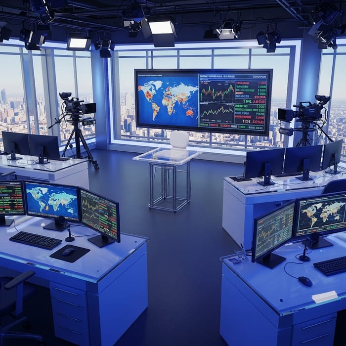 News Anchor Background: Modern Newsroom Setup