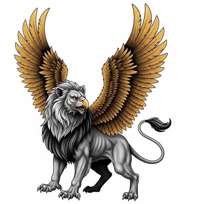 Majestic Griffin Tattoo Design - Envision Robust Silver Lion Body & Golden Eagle Wings Majestic Griffin Tattoo Design - Envision Robust Silver Lion Body & Golden Eagle Wings