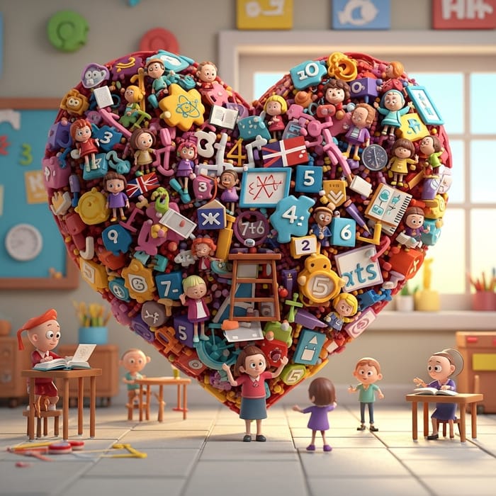 Educational Heart Animated in 3D Style | Colorful Classroom Scene