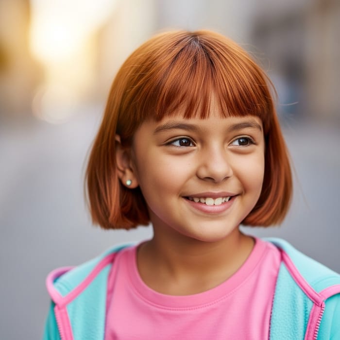 Hispanic Girl with Tan Skin and Ginger Hair in Radiant Outdoor Portrait Hispanic Girl with Tan Skin and Ginger Hair in Radiant Outdoor Portrait